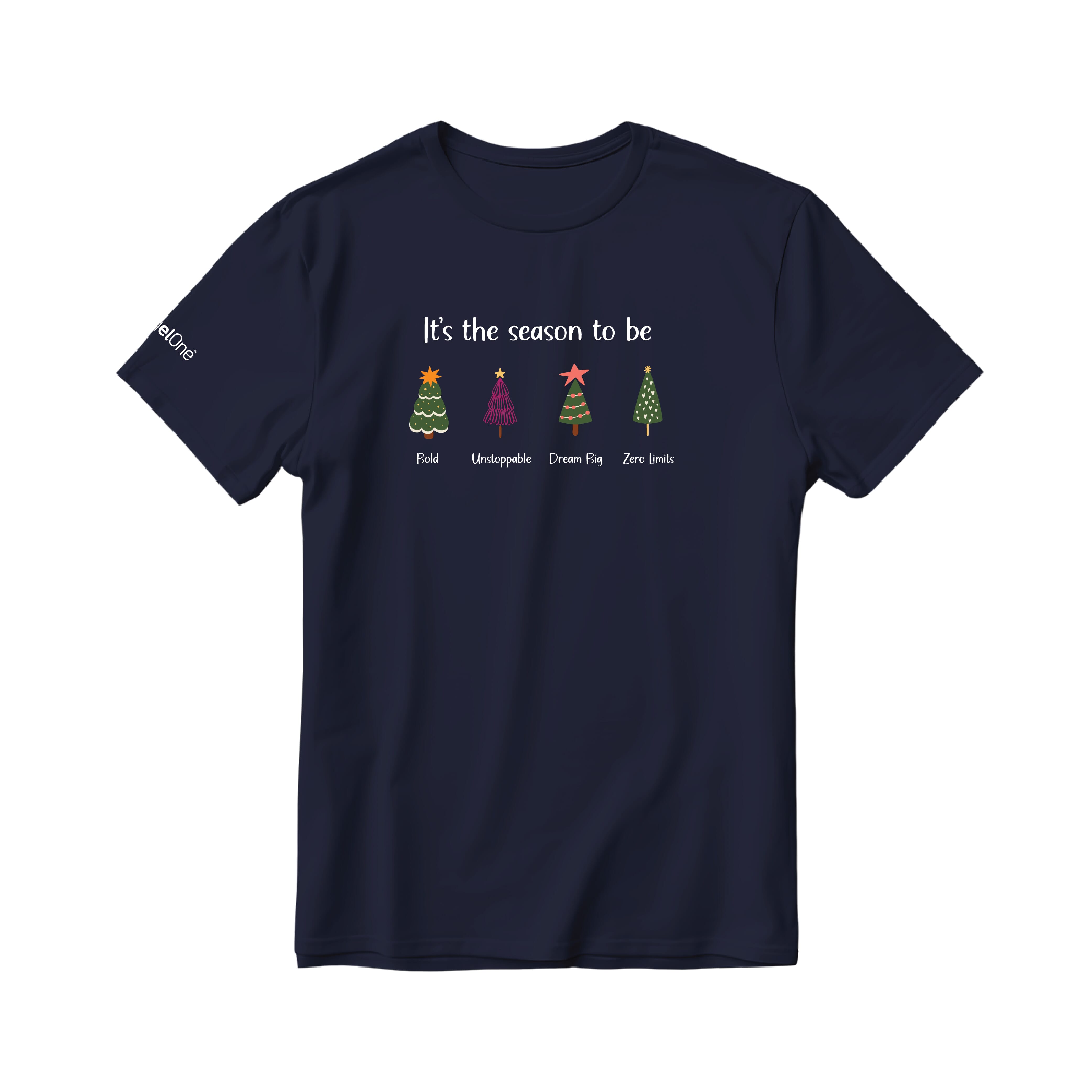 Christmas Round Neck T-shirt - Navy Blue